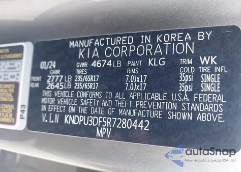 2024 Kia Sportage Lx z USA, uszkodzony, nr VIN KNDPU3DF5R7280442